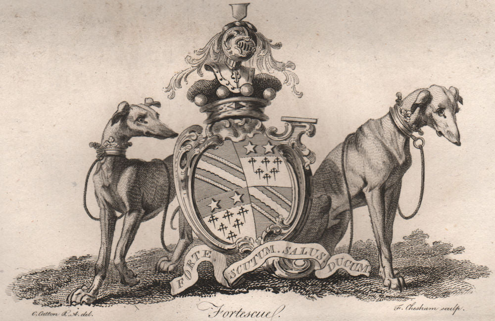 FORTESCUE. Coat of Arms. Heraldry 1790 old antique vintage print picture